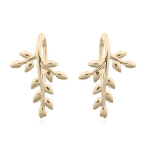 A pair of gold plated puffy leaves 925 drop earrings
