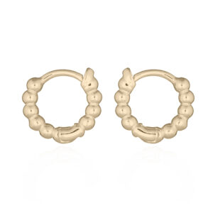 A pair of gold plated donut huggie 925 hoop earrings