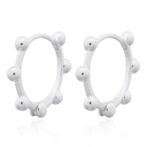 A pair of dotted circle huggie 925 silver earrings
