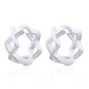 A pair of infinity twist minimalist huggie 925 silver earrings