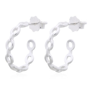 A pair of light-weight chain link stud earrings 925 sterling silver