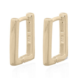 A pair of gold plated rectangle hinged huggie earrings