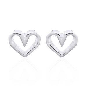 A pair of cute angular heart s925 sterling silver stud earrings