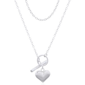 A heart toggle 925 sterling silver cable chain necklace