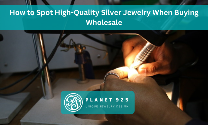 a man making a jewelry and with caption "How to Spot High-Quality Silver Jewelry"