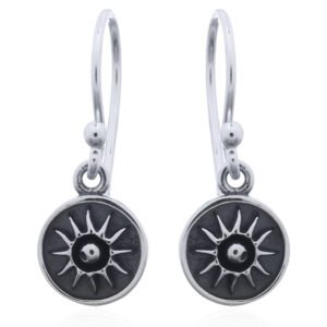 A pair of 925 sterling silver oxidized artistic sun ray dangle earrings