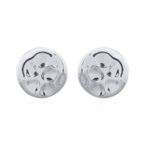 A pair of hammered disc sterling silver stud earrings