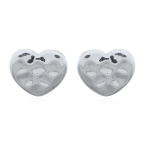 A pair of hammered heart 925 sterling silver stud earrings