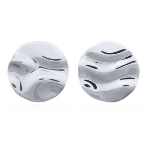 A pair of stunning rippled disc 925 sterling silver stud earrings