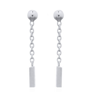 A pair of 925 sterling silver chain bar drop stud earrings