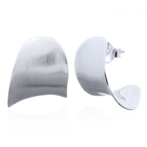 A pair of wide curve brushed 925 sterling silver stud earrings