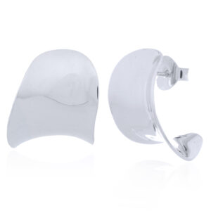 A pair of elegant wide curved 925 sterling silver stud earrings