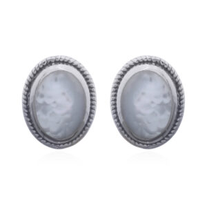 A pair of 925 sterling silver oval shape mother of pearl stud earrings