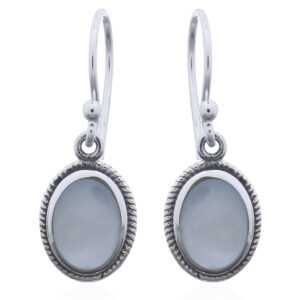 A pair of 925 sterling silver oval shape mother of pearl dangle earrings
