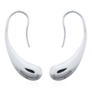 A pair of high polished curve teardrop 925 sterling silver drop earrings