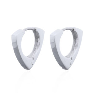 A pair of triangular 925 silver huggie earrings