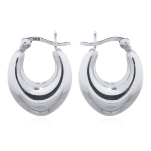 A pair of small plain chunky geometric 925 sterling silver hoop earrings