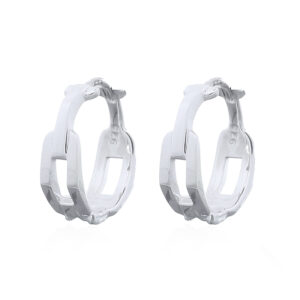 A pair of 925 sterling silver chain style hinge hoop earrings