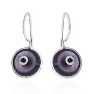 Glass 925 Sterling Silver Earrings Small Chic Purple Saucers