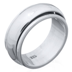A 925 sterling silver high polished plain spinning dome band ring