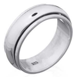 A 925 sterling silver high polished large plain spinning dome band ring