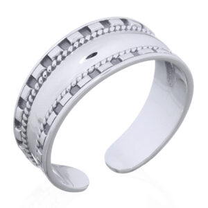 A large size 925 silver contrasting dark squares open ring