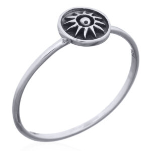 A 925 sterling silver oxidized artistic sun ray ring
