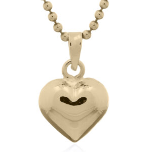 A 925 silver shiny puffed heart charm small gold plated pendant