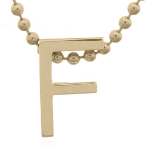 A 925 sterling silver minimalist initial "f" gold plated letter pendant