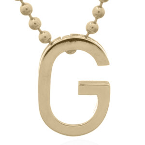 A 925 sterling silver minimalist initial "g" gold plated letter pendant