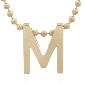 A 925 sterling silver minimalist initial "m" gold plated letter pendant