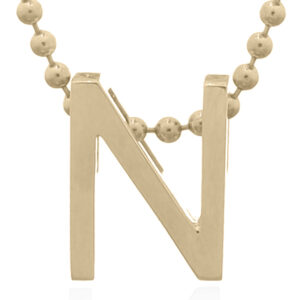 A 925 sterling silver minimalist initial "n" gold plated letter pendant