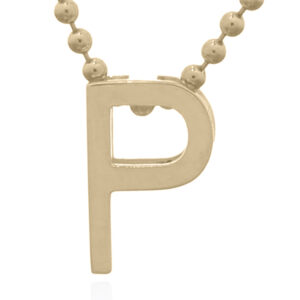A 925 sterling silver minimalist initial "p" gold plated letter pendant