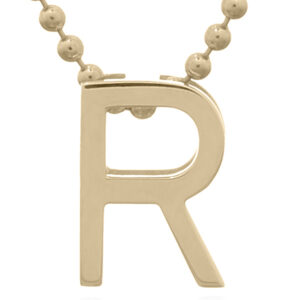 A 925 sterling silver minimalist initial "r" gold plated letter pendant