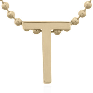 A 925 sterling silver minimalist initial "t" gold plated letter pendant