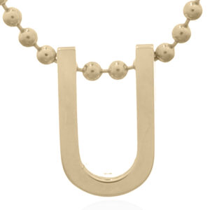 A 925 sterling silver minimalist initial "u" gold plated letter pendant