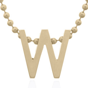 A 925 sterling silver minimalist initial "w" gold plated letter pendant