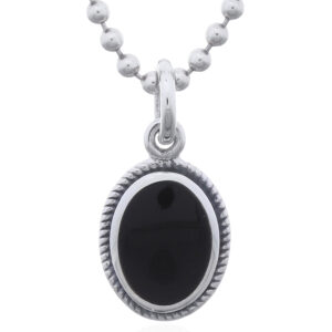 A 925 sterling silver small oval black stone pendant