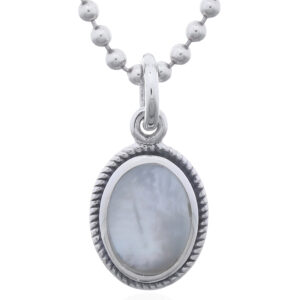 A 925 sterling silver small oval mother of pearl pendant