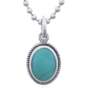 A 925 sterling silver small oval green stone pendant