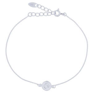 A crescent moon and star in disc 925 sterling silver cable chain bracelet