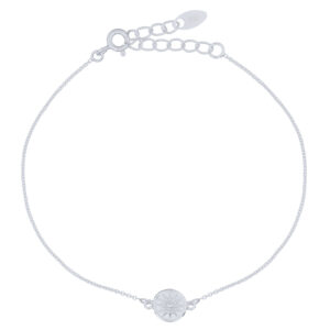 A dainty sun rays in disc 925 sterling silver cable chain bracelet