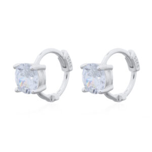 A pair of round shape cubic zirconia 925 sterling silver huggie earrings