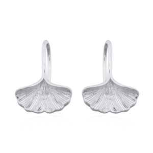 A pair of fan shape leaf 925 silver earrings french drop earrings