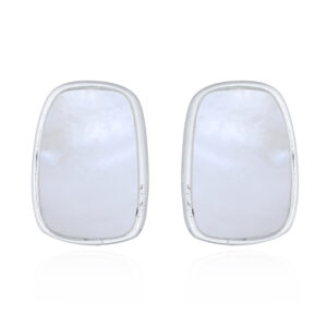 A pair of mother of pearl in rectangle 925 sterling silver stud earrings