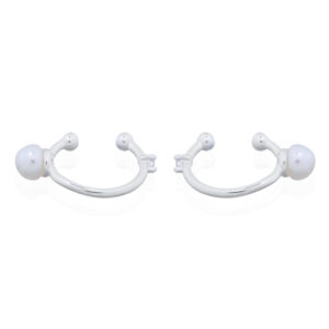 A pair of 925 sterling silver simple ball end ear cuff with pearl