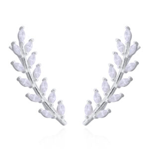 A pair of marquise cut cz leafy twig 925 sterling silver ear line earrings