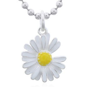 A endearing enamel daisy flower 925 sterling silver pendant
