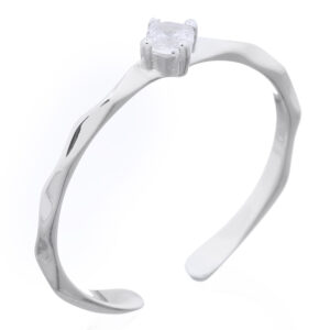 A faceted 925 sterling silver adjustable ring with mini round cubic zirconia