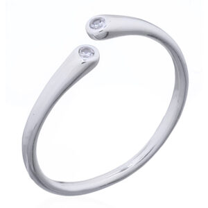 An adjustable 925 sterling silver dainty cubic zirconia open style ring